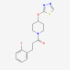 molecular formula C16H18FN3O2S B2737991 1-(4-((1,3,4-Thiadiazol-2-yl)oxy)piperidin-1-yl)-3-(2-fluorophenyl)propan-1-one CAS No. 2176069-59-1