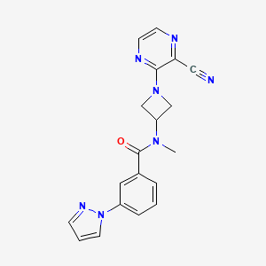 molecular formula C19H17N7O B2737993 N-[1-(3-氰基吡嘧啶-2-基)氮杂环丁烷-3-基]-N-甲基-3-嘧啶-1-基苯甲酰胺 CAS No. 2380088-96-8