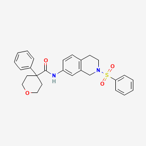 B2737996 4-phenyl-N-(2-(phenylsulfonyl)-1,2,3,4-tetrahydroisoquinolin-7-yl)tetrahydro-2H-pyran-4-carboxamide CAS No. 1207005-13-7