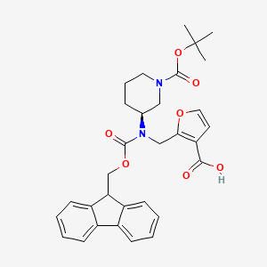 molecular formula C31H34N2O7 B2737997 2-[[9H-芴-9-基甲氧羰基-[(3S)-1-[(2-甲基丙烷-2-基)氧羰基]哌啶-3-基)氨基]甲基]呋喃-3-甲酸 CAS No. 2137057-10-2