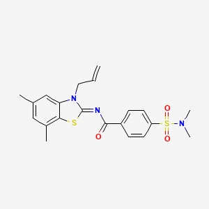 molecular formula C21H23N3O3S2 B2738002 (Z)-N-(3-烯丙基-5,7-二甲基苯并[d]噻唑-2(3H)-基亚甲基)-4-(N,N-二甲基磺酰胺)苯甲酰胺 CAS No. 1322247-06-2