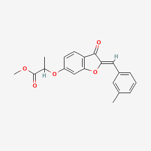 molecular formula C20H18O5 B2738006 (Z)-甲酸甲酯-2-((2-(3-甲基苯甲亚基)-3-氧代-2,3-二氢苯并呋喃-6-基)氧基)丙酸酯 CAS No. 620546-35-2