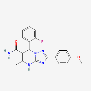 molecular formula C20H18FN5O2 B2738007 7-(2-氟苯基)-2-(4-甲氧基苯基)-5-甲基-4,7-二氢-1,2,4-三唑并[1,5-a]嘧啶-6-甲酰胺 CAS No. 538318-10-4