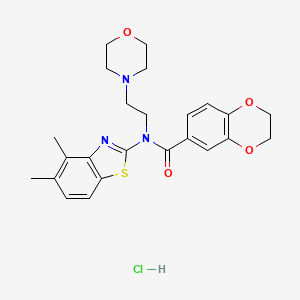 molecular formula C24H28ClN3O4S B2738017 N-(4,5-二甲基苯并[d]噻唑-2-基)-N-(2-吗啉基乙基)-2,3-二氢苯并[b][1,4]二噁烷-6-甲酰胺盐酸盐 CAS No. 1215533-39-3