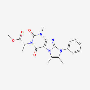 B2738018 methyl 2-(1,6,7-trimethyl-2,4-dioxo-8-phenyl-1H-imidazo[2,1-f]purin-3(2H,4H,8H)-yl)propanoate CAS No. 887455-29-0