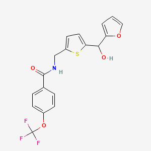 molecular formula C18H14F3NO4S B2738048 N-((5-(furan-2-yl(hydroxy)methyl)thiophen-2-yl)methyl)-4-(trifluoromethoxy)benzamide CAS No. 1798618-45-7