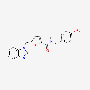 molecular formula C22H21N3O3 B2738049 N-(4-methoxybenzyl)-5-((2-methyl-1H-benzo[d]imidazol-1-yl)methyl)furan-2-carboxamide CAS No. 1171769-65-5