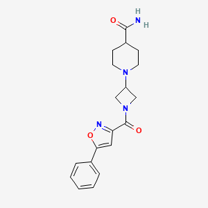 molecular formula C19H22N4O3 B2738055 1-(1-(5-Phenylisoxazole-3-carbonyl)azetidin-3-yl)piperidine-4-carboxamide CAS No. 2034359-69-6