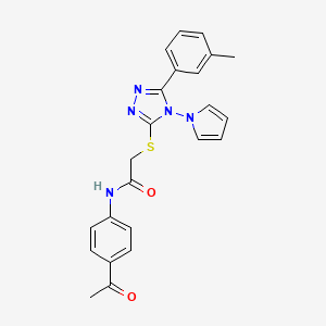 molecular formula C23H21N5O2S B2738066 2-((4-(1H-吡咯-1-基)-5-(间甲苯基)-4H-1,2,4-三唑-3-基)硫)-N-(4-乙酰苯基)乙酰胺 CAS No. 886927-15-7