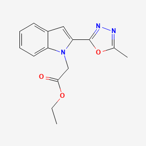 molecular formula C15H15N3O3 B2738072 乙酸-2-(2-(5-甲基-1,3,4-噁二唑-2-基)-1H-吲哚-1-基)乙酸乙酯 CAS No. 942005-96-1