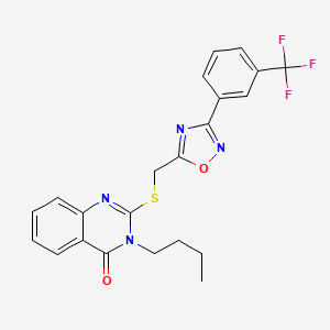 molecular formula C22H19F3N4O2S B2738084 3-丁基-2-(((3-(3-(三氟甲基)苯基)-1,2,4-噁二唑-5-基)甲基)硫)喹唑啉-4(3H)-酮 CAS No. 2034460-93-8