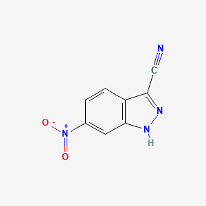 molecular formula C8H4N4O2 B2738093 6-硝基-1H-吲唑-3-甲腈 CAS No. 858661-74-2