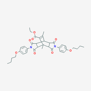 molecular formula C37H42N2O8 B273811 Ethyl 2,6-bis(4-butoxyphenyl)-8,10-dimethyl-1,3,5,7-tetraoxododecahydro-4,8-ethenopyrrolo[3,4-f]isoindole-9-carboxylate 