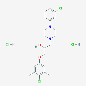 molecular formula C21H28Cl4N2O2 B2738117 1-(4-Chloro-3,5-dimethylphenoxy)-3-(4-(3-chlorophenyl)piperazin-1-yl)propan-2-ol dihydrochloride CAS No. 1177122-79-0