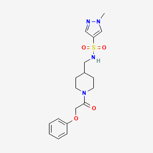 molecular formula C18H24N4O4S B2738123 1-methyl-N-((1-(2-phenoxyacetyl)piperidin-4-yl)methyl)-1H-pyrazole-4-sulfonamide CAS No. 1797246-86-6