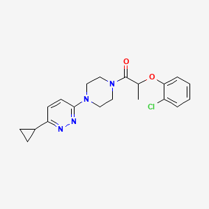 molecular formula C20H23ClN4O2 B2738138 2-(2-Chlorophenoxy)-1-(4-(6-cyclopropylpyridazin-3-yl)piperazin-1-yl)propan-1-one CAS No. 2034426-91-8