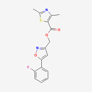 molecular formula C16H13FN2O3S B2738139 (5-(2-Fluorophenyl)isoxazol-3-yl)methyl 2,4-dimethylthiazole-5-carboxylate CAS No. 1209831-00-4