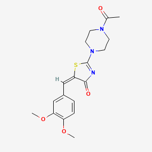 molecular formula C18H21N3O4S B2738141 (E)-2-(4-acetylpiperazin-1-yl)-5-(3,4-dimethoxybenzylidene)thiazol-4(5H)-one CAS No. 848279-25-4