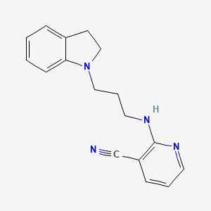 molecular formula C17H18N4 B2738153 2-{[3-(2,3-dihydro-1H-indol-1-yl)propyl]amino}pyridine-3-carbonitrile CAS No. 1197781-33-1