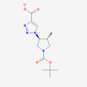 molecular formula C13H20N4O4 B2738155 1-[(3S,4R)-4-甲基-1-[(2-甲基丙烷-2-基)氧羰基]吡咯啉-3-基]三唑-4-羧酸 CAS No. 2248316-29-0