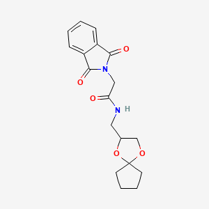 molecular formula C18H20N2O5 B2738163 N-(1,4-二氧杂螺[4.4]壬烷-2-基甲基)-2-(1,3-二氧杂异喹啉-2-基)乙酰胺 CAS No. 899962-91-5
