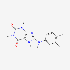 molecular formula C17H19N5O2 B2738166 8-(3,4-dimethylphenyl)-1,3-dimethyl-7,8-dihydro-1H-imidazo[2,1-f]purine-2,4(3H,6H)-dione CAS No. 872842-83-6