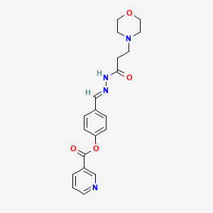 molecular formula C20H22N4O4 B2738168 (E)-4-((2-(3-morpholinopropanoyl)hydrazono)methyl)phenyl nicotinate CAS No. 302583-15-9