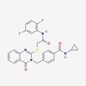 molecular formula C27H22F2N4O3S B2738171 N-环丙基-4-((2-((2-((2,5-二氟苯基)氨基)-2-氧代乙基)硫代)-4-氧代喹唑啉-3(4H)-基)甲基)苯甲酰胺 CAS No. 1115549-68-2