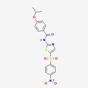 molecular formula C19H17N3O6S2 B2738173 4-isopropoxy-N-(5-((4-nitrophenyl)sulfonyl)thiazol-2-yl)benzamide CAS No. 681236-49-7