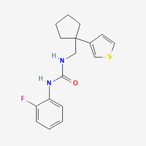 molecular formula C17H19FN2OS B2738188 1-(2-Fluorophenyl)-3-((1-(thiophen-3-yl)cyclopentyl)methyl)urea CAS No. 2034452-48-5