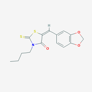 molecular formula C15H15NO3S2 B273819 5-(1,3-Benzodioxol-5-ylmethylene)-3-butyl-2-thioxo-1,3-thiazolidin-4-one 
