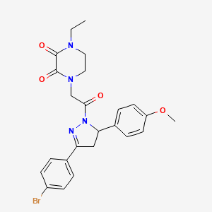 1-(2-(3-(4-bromophenyl)-5-(4-methoxyphenyl)-4,5-dihydro-1H-pyrazol-1-yl)-2-oxoethyl)-4-ethylpiperazine-2,3-dione