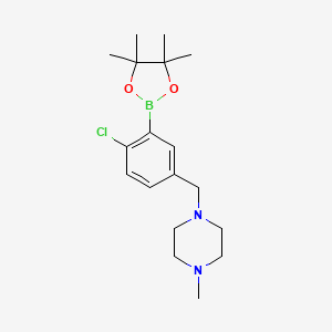 molecular formula C18H28BClN2O2 B2738201 5-(4-Methylpiperazinomethyl)-2-chlorophenylboronic acid, pinacol ester CAS No. 2096336-69-3
