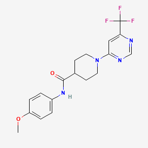molecular formula C18H19F3N4O2 B2738208 N-(4-甲氧基苯基)-1-[6-(三氟甲基)嘧啶-4-基]哌啶-4-羧酰胺 CAS No. 1775443-54-3