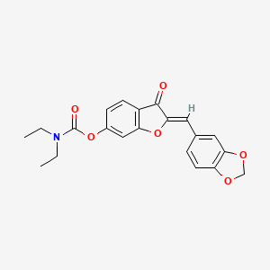 molecular formula C21H19NO6 B2738211 (2Z)-2-(1,3-benzodioxol-5-ylmethylidene)-3-oxo-2,3-dihydro-1-benzofuran-6-yl diethylcarbamate CAS No. 899386-38-0
