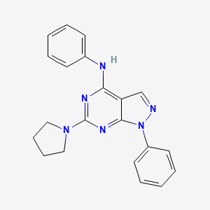 molecular formula C21H20N6 B2738214 N,1-diphenyl-6-(pyrrolidin-1-yl)-1H-pyrazolo[3,4-d]pyrimidin-4-amine CAS No. 946288-37-5