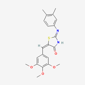 molecular formula C21H22N2O4S B2738226 (2E,5E)-2-((3,4-dimethylphenyl)imino)-5-(3,4,5-trimethoxybenzylidene)thiazolidin-4-one CAS No. 638139-79-4