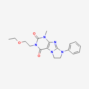molecular formula C18H21N5O3 B2738230 3-(2-ethoxyethyl)-1-methyl-8-phenyl-7,8-dihydro-1H-imidazo[2,1-f]purine-2,4(3H,6H)-dione CAS No. 872838-93-2