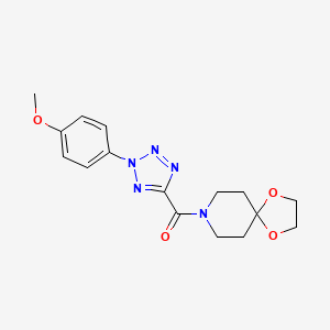 molecular formula C16H19N5O4 B2738235 (2-(4-甲氧基苯基)-2H-四氮唑-5-基)(1,4-二氧杂-8-氮杂螺[4.5]癸烷-8-基)甲酮 CAS No. 1396713-25-9
