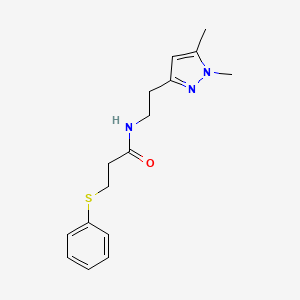 molecular formula C16H21N3OS B2738248 N-(2-(1,5-二甲基-1H-吡唑-3-基)乙基)-3-(苯基硫代)丙酰胺 CAS No. 2034363-10-3