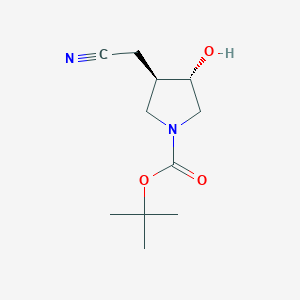 molecular formula C11H18N2O3 B2738259 叔丁基 (3R,4S)-3-(氰甲基)-4-羟基吡咯啉-1-甲酸酯 CAS No. 1194564-08-3