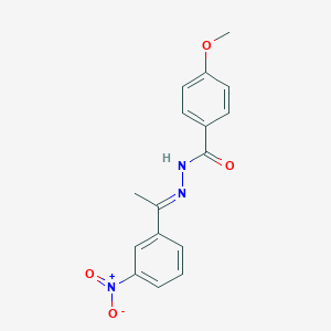 molecular formula C16H15N3O4 B273827 4-methoxy-N'-[1-(3-nitrophenyl)ethylidene]benzohydrazide 
