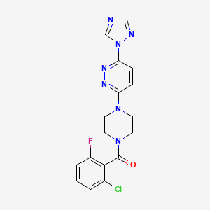 molecular formula C17H15ClFN7O B2738283 (4-(6-(1H-1,2,4-triazol-1-yl)pyridazin-3-yl)piperazin-1-yl)(2-chloro-6-fluorophenyl)methanone CAS No. 1798040-75-1