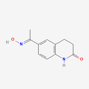 molecular formula C11H12N2O2 B2738287 6-[1-(Hydroxyimino)ethyl]-1,2,3,4-tetrahydroquinolin-2-one CAS No. 1118788-06-9