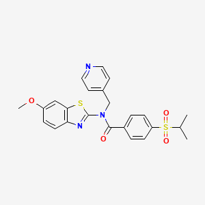 molecular formula C24H23N3O4S2 B2738290 4-(isopropylsulfonyl)-N-(6-methoxybenzo[d]thiazol-2-yl)-N-(pyridin-4-ylmethyl)benzamide CAS No. 923682-36-4