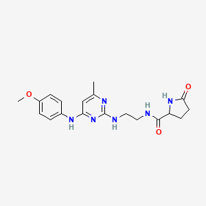B2738291 N-(2-((4-((4-methoxyphenyl)amino)-6-methylpyrimidin-2-yl)amino)ethyl)-5-oxopyrrolidine-2-carboxamide CAS No. 1257546-66-9