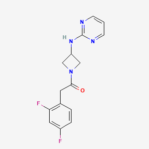 molecular formula C15H14F2N4O B2738301 2-(2,4-二氟苯基)-1-(3-(嘧啶-2-基氨基)吖唑-1-基)乙酮 CAS No. 2309313-72-0
