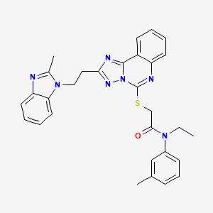 N-ethyl-2-[[2-[2-(2-methylbenzimidazol-1-yl)ethyl]-[1,2,4]triazolo[1,5-c]quinazolin-5-yl]sulfanyl]-N-(3-methylphenyl)acetamide