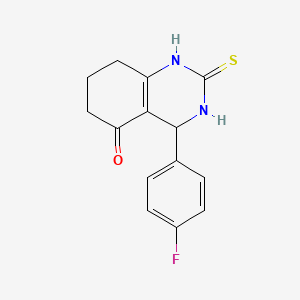molecular formula C14H13FN2OS B2738305 4-(4-fluorophenyl)-2-thioxo-1,2,3,4,7,8-hexahydroquinazolin-5(6H)-one CAS No. 294199-92-1