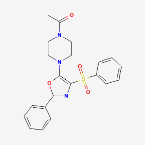molecular formula C21H21N3O4S B2738313 1-(4-(2-Phenyl-4-(phenylsulfonyl)oxazol-5-yl)piperazin-1-yl)ethanone CAS No. 946278-66-6